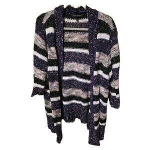 Lane Bryant Purple Multicolor Striped Open-Front Cardigan Sweater Size 22/24